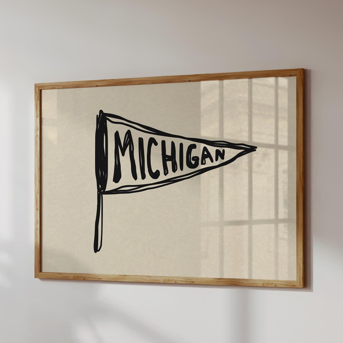 Michigan Retro Handdrawn Travel Poster, Art Print