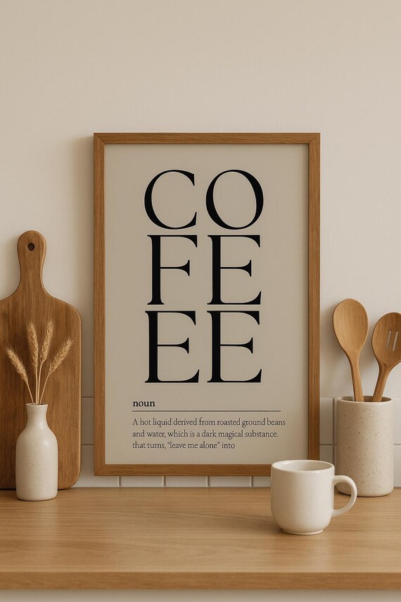 Coffee Definition Noun Typography Funny Kitchen Cafe Decor Print