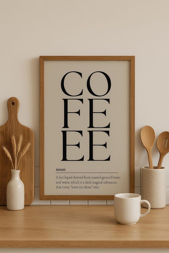 Coffee Definition Wall Art Modern Minimalist Typography Print