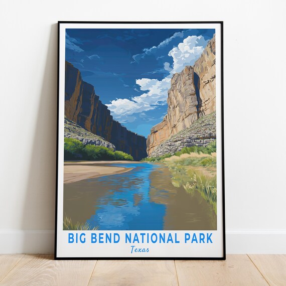 Big Bend National Park Texas Rio Grande Canyon Retro Travel Poster