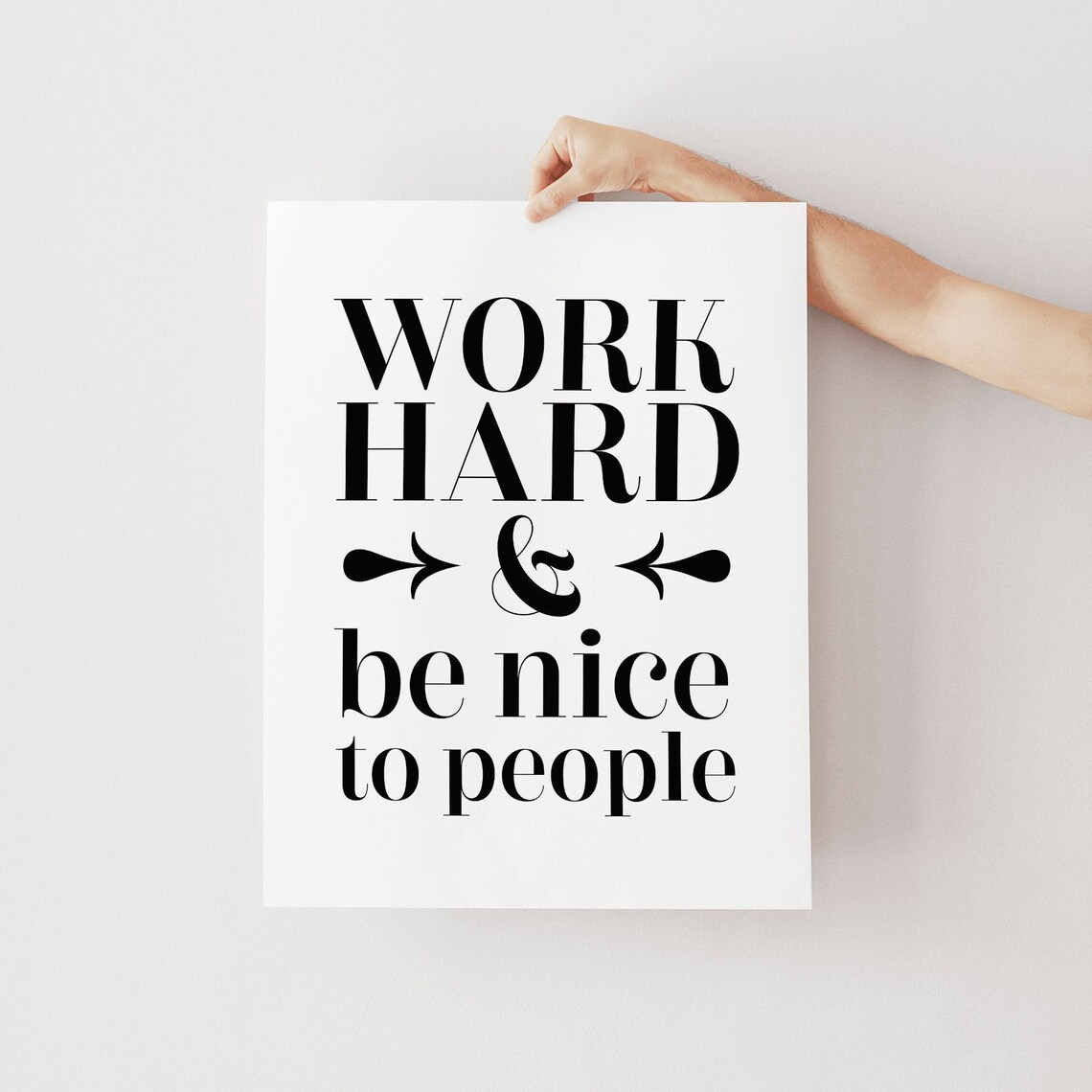 Work Hard And Be Nice To People Bold Black Typography Quote Wall Art - Image 2