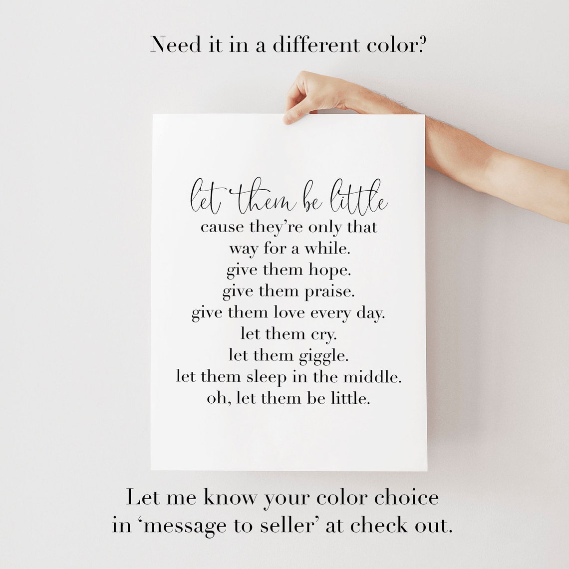 Let Them Be Little Nursery Poem Script Typography Minimalist Wall Art - Image 2