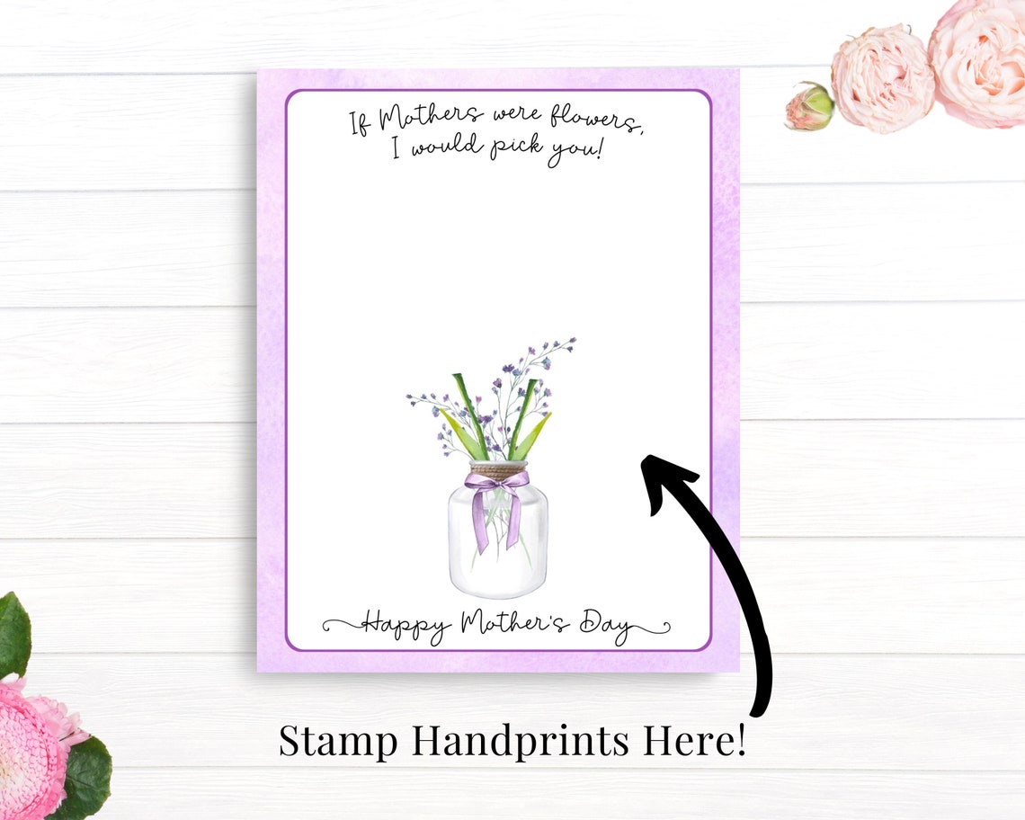 Mother's Day Handprint Flowers Bouquet Art Print - Image 3