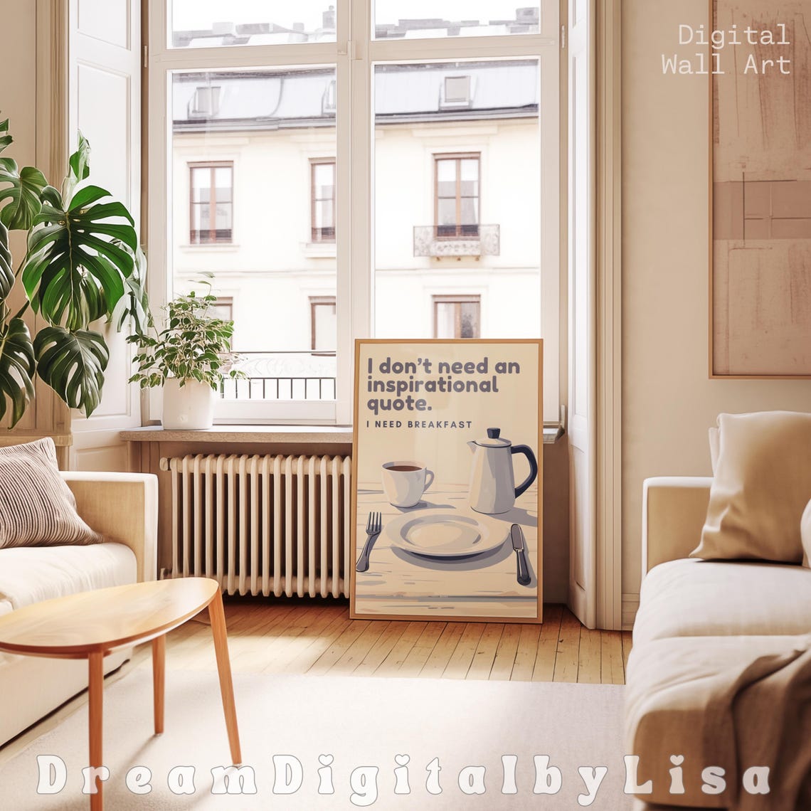 Breakfast Nook Art Quirky Minimalist Funny Breakfast Quote Kitchen Wall Decor Breakfast Bar Modern Kitchen Foodie Print Art - Image 2