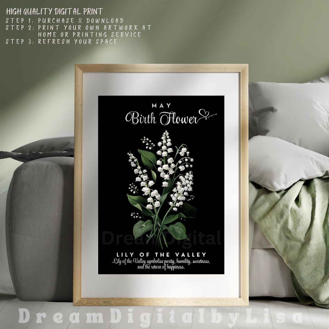 Birth Flower Month May Print Lily Of The Valley Illustration Birth Flower Family Print Birth Flower Gift Floral Art Print - Image 3