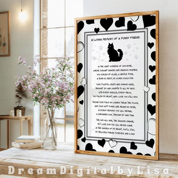 Cat Loss Poem, Pet Loss Memorial Gift