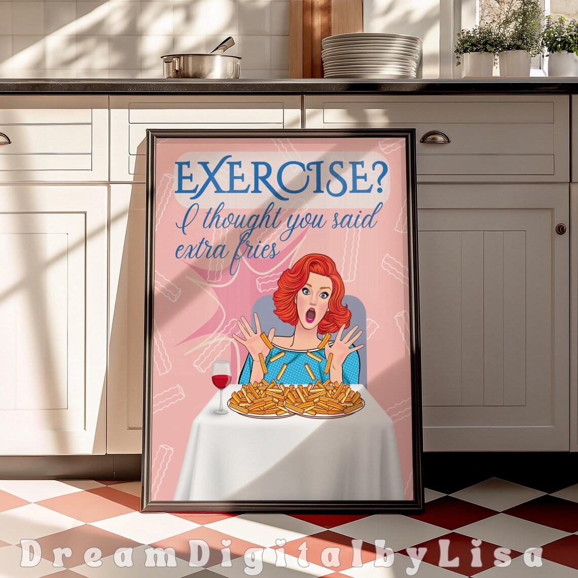 Kitchen Wall Art, Fun Retro Bold Preppy Quote