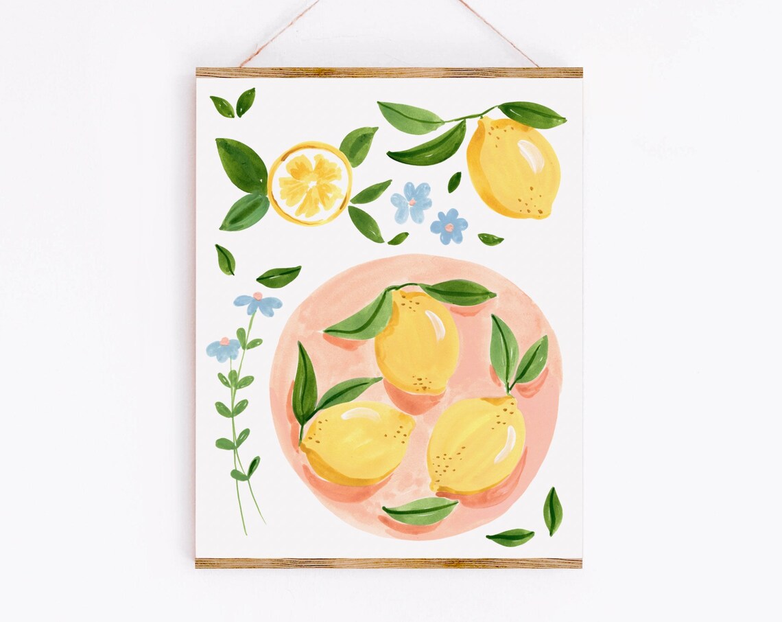 Lemons and Flowers Art Print, Sabina Fenn Illustration