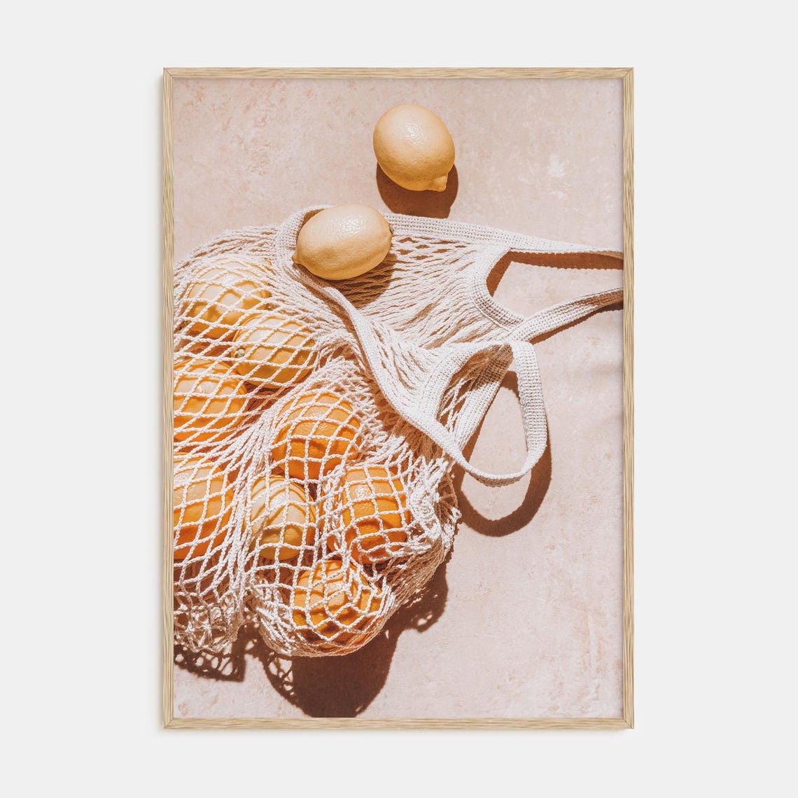 Lemons in String Mesh Bag Sunlit Citrus Kitchen Photo Poster