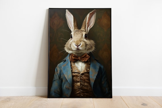 Renaissance Rabbit Portrait Vintage Animal Art Print