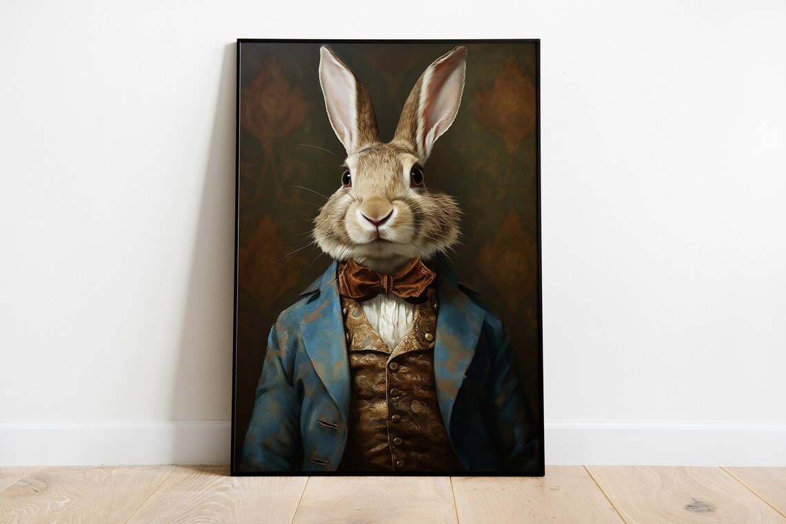 Renaissance Rabbit Portrait Vintage Animal Art Print