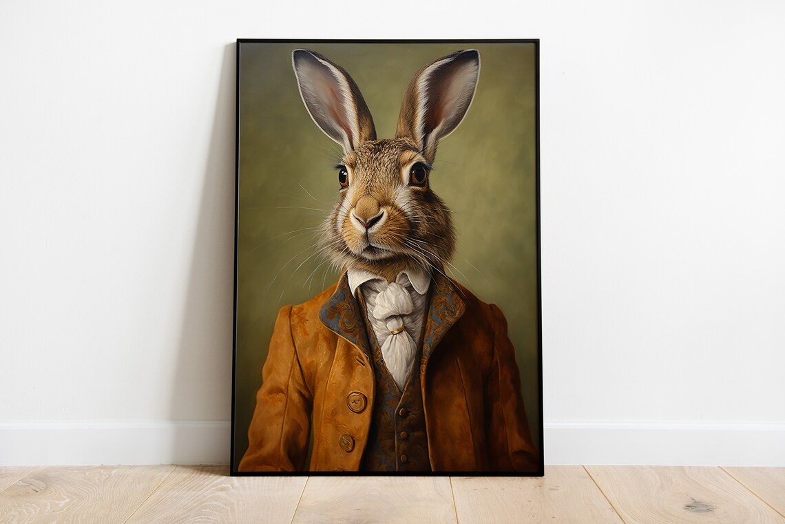 Renaissance Hare Portrait, Funny Animal Art Print