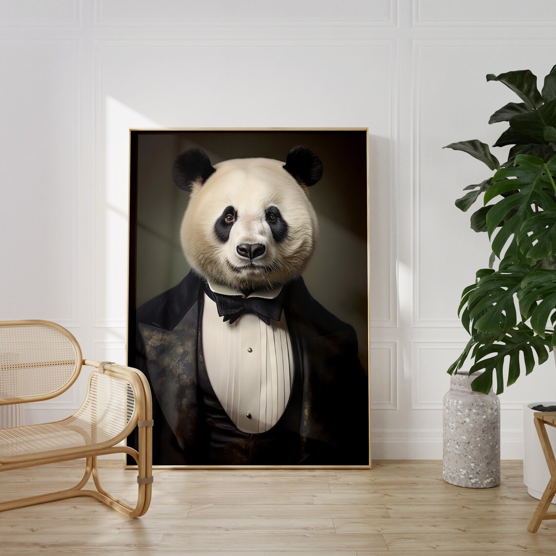 Panda Portrait Print Tuxedo Animal Poster Quirky Wall Art
