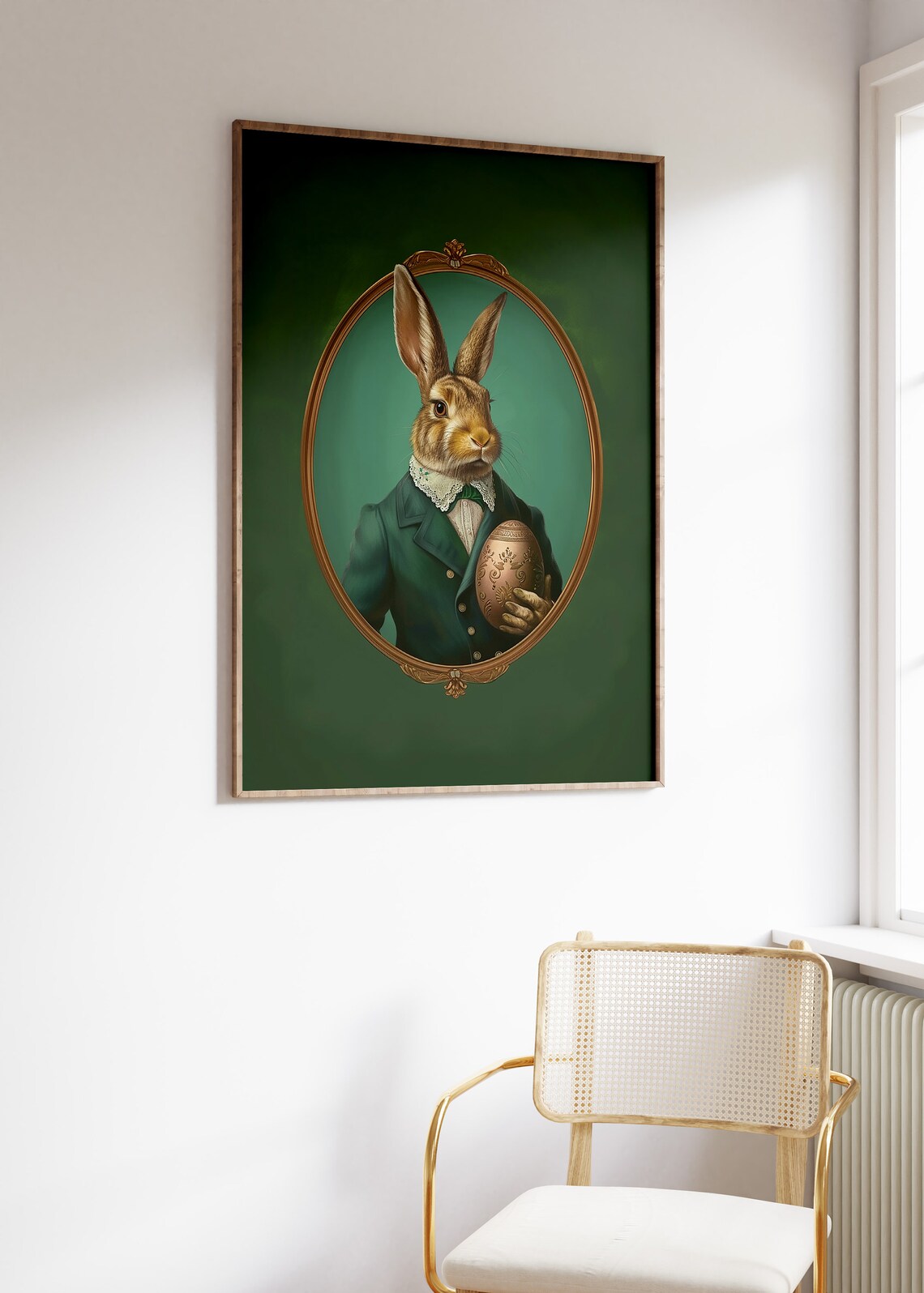 Gentleman Hare in Emerald Green Suit Vintage Easter Portrait Poster - Image 4