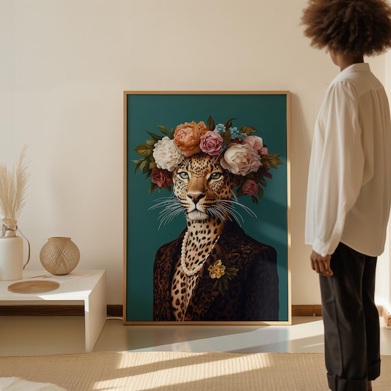 Leopard Portrait Canvas Print Eclectic Animal Wall Art