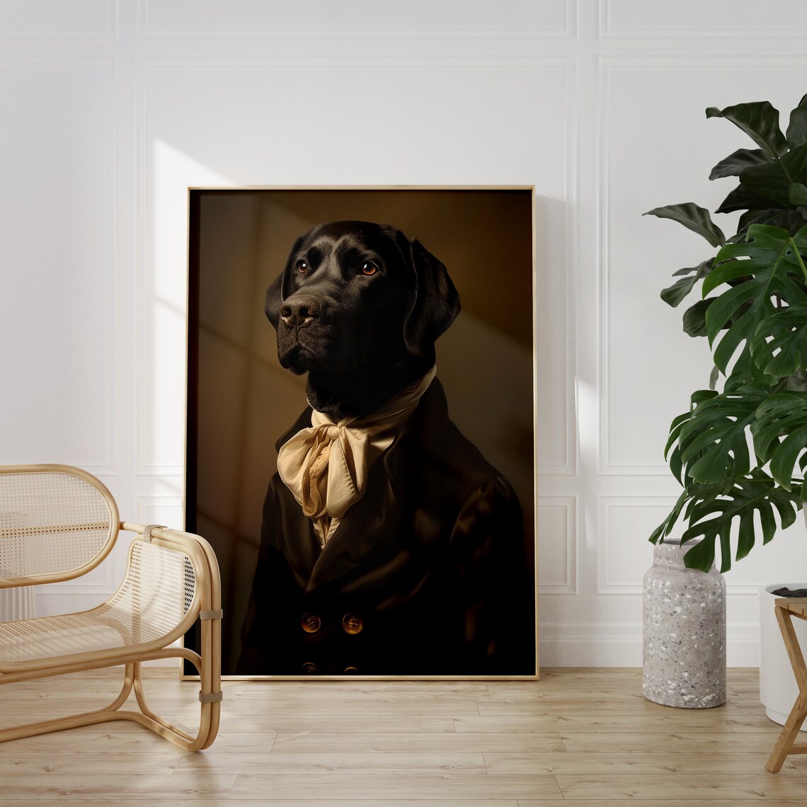 Black Labrador Renaissance Oil Painting Art Print - Image 4
