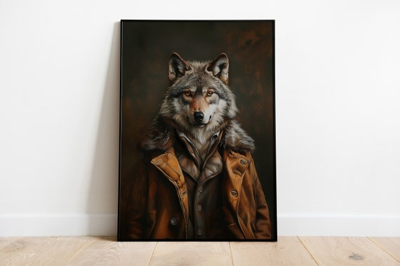 Renaissance Wolf Portrait Print Funny Animal Art