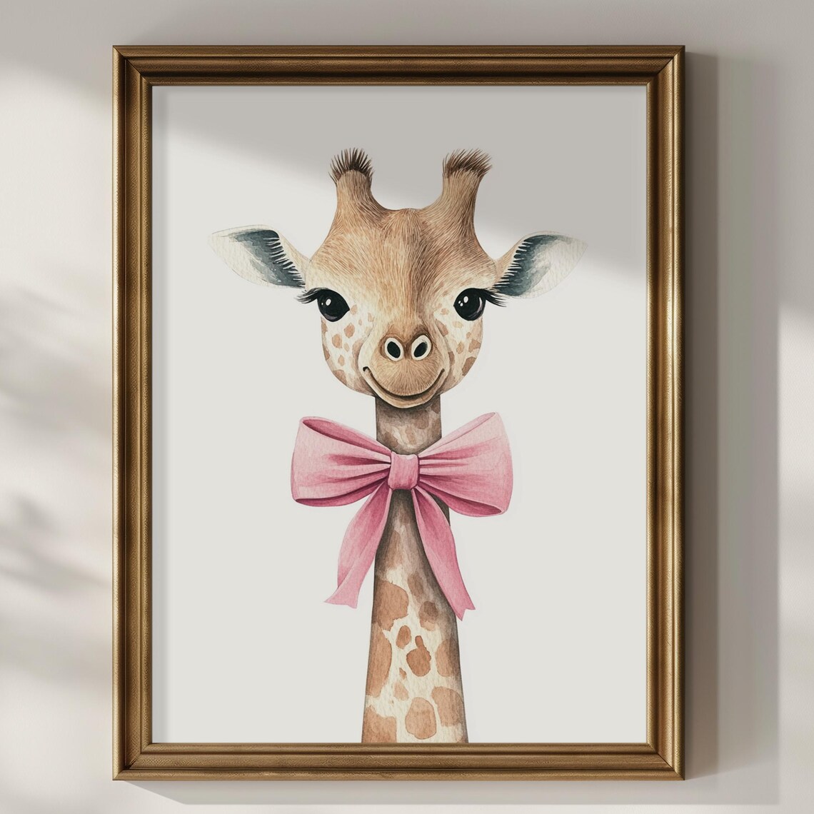 Baby Giraffe With Pink Bow Safari Girls Nursery Wall Art Poster