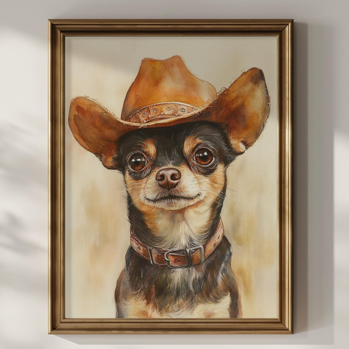 Chihuahua Cowboy Hat Poster, Western Dog Wall Art