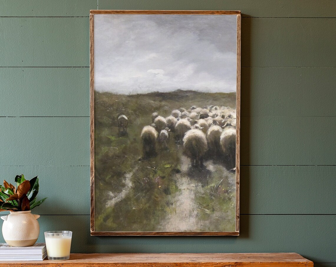 Sheep in a Meadow Art Print, Living Room Decor