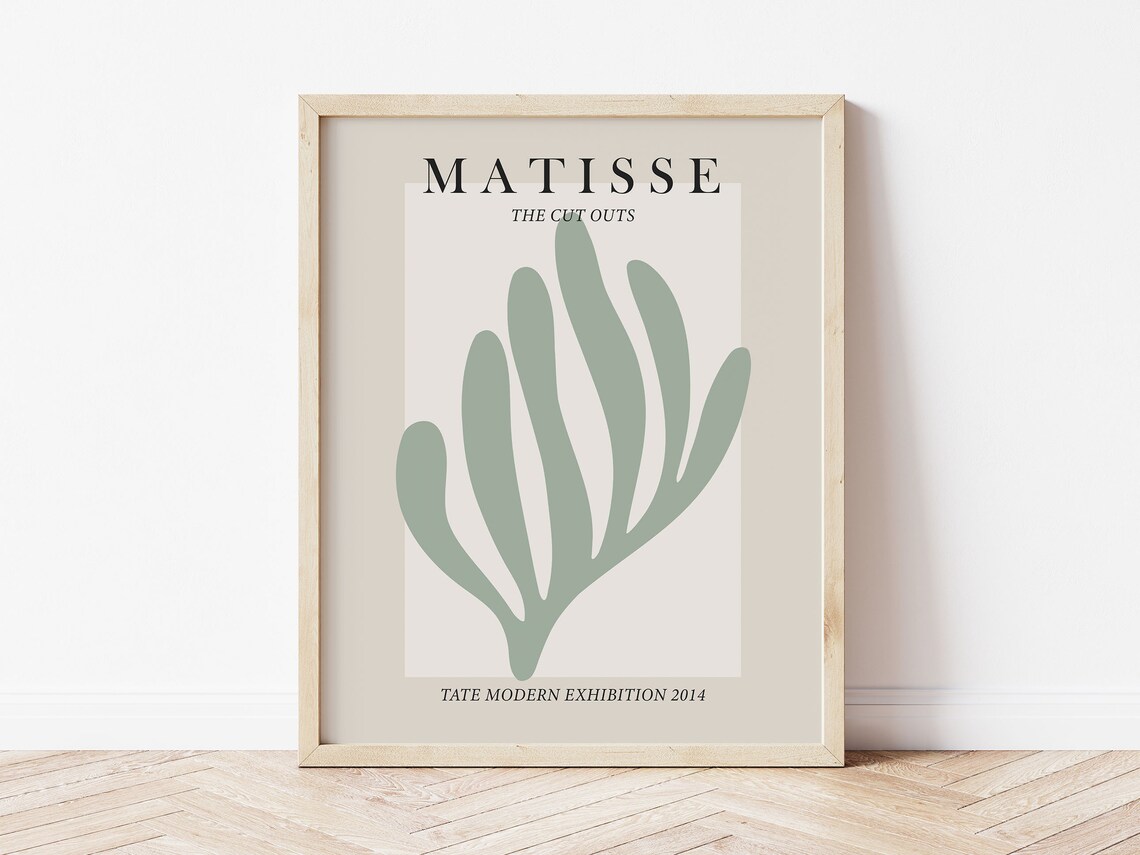 Matisse Cut-Out Leaf Exhibition Poster, Sage Green