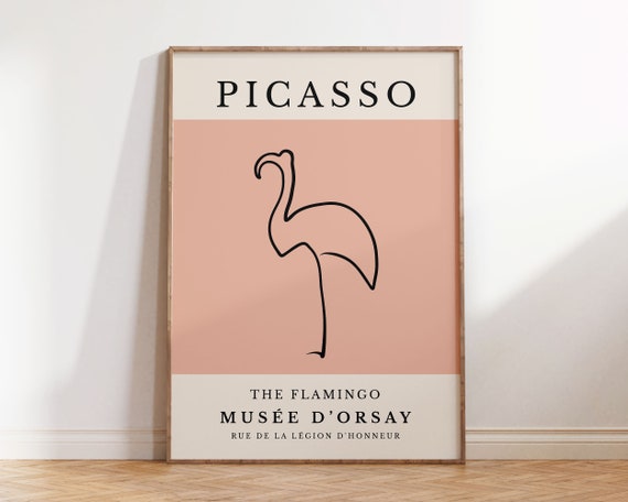Picasso Flamingo Minimalist Animal Sketch Art Print