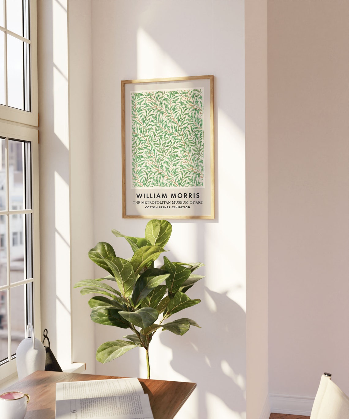 William Morris Willow Green Leaves Cotton Prints Exhibition Poster - Image 3