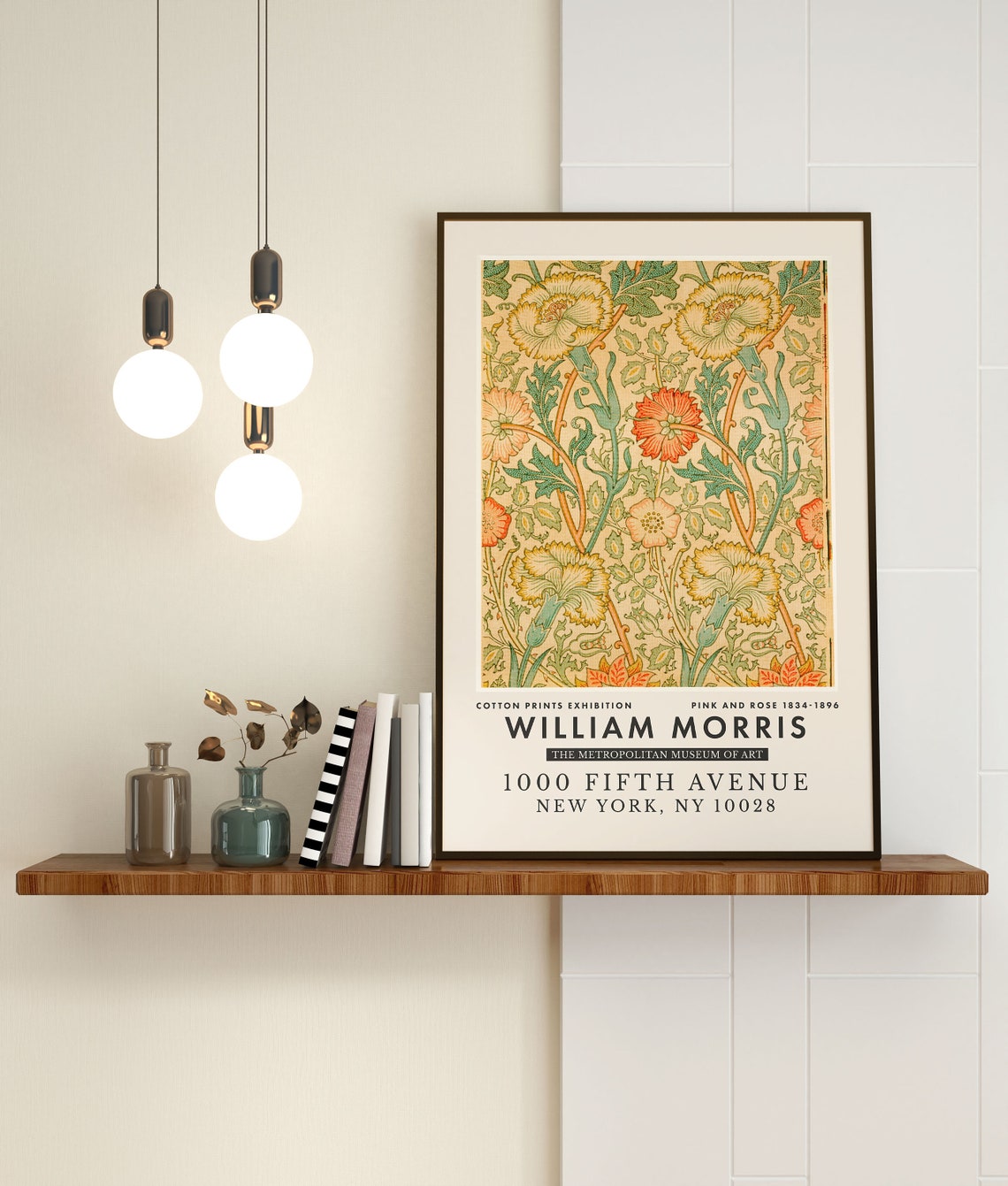 William Morris Pink and Rose Botanical Floral Exhibition Poster - Image 3