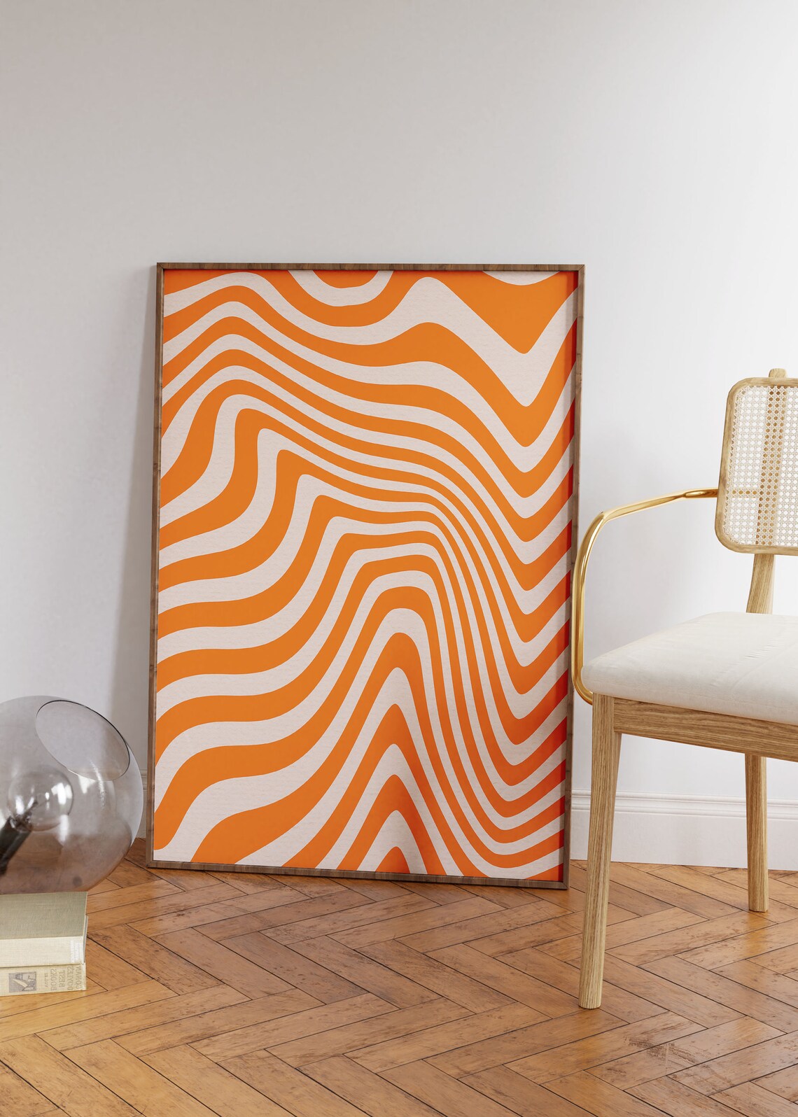 Orange Cream Wavy Stripe Groovy Psychedelic Retro Swirl Poster - Image 2