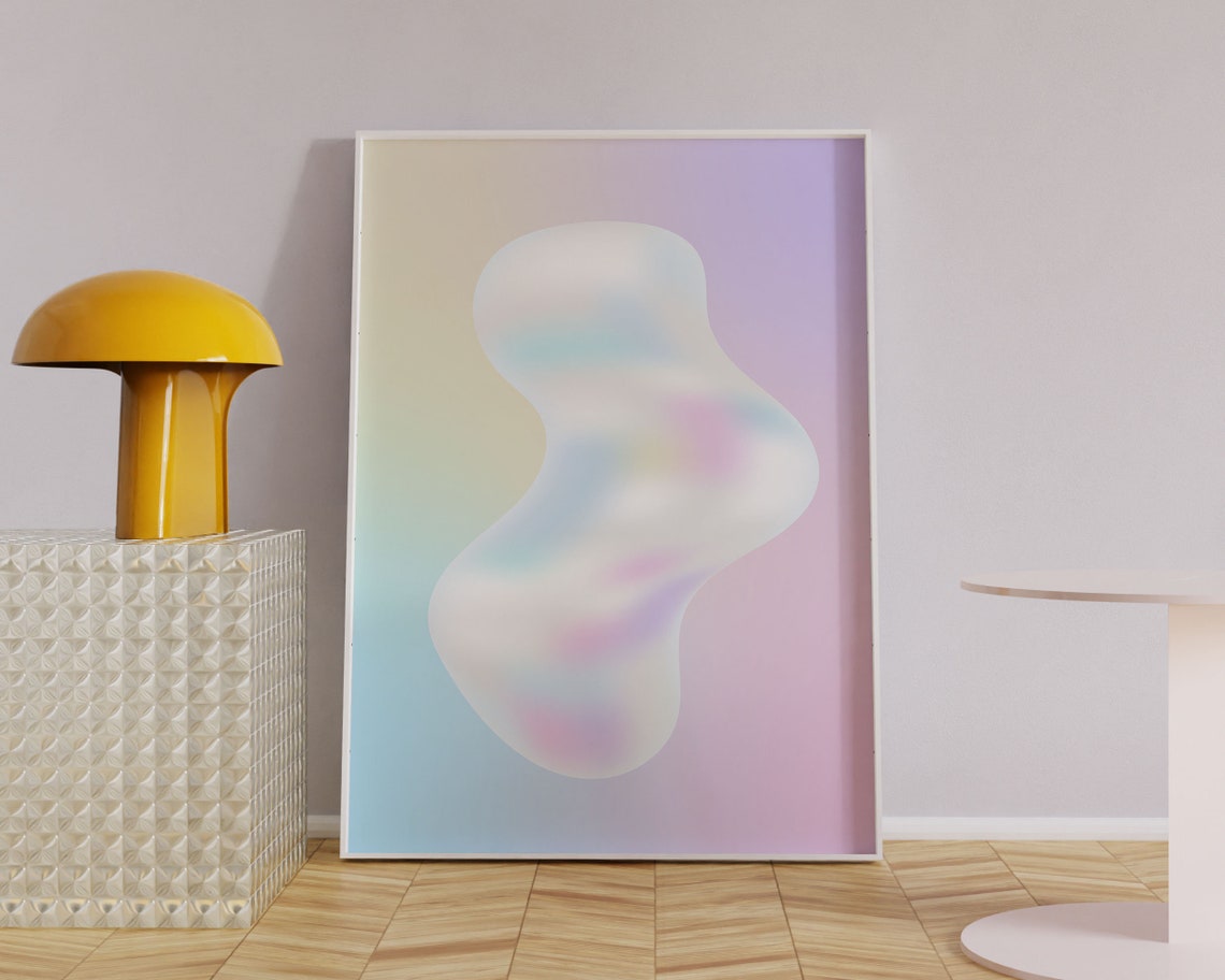 Iridescent 3D Bubble Blob Y2k Aesthetic Pastel Gradient Poster