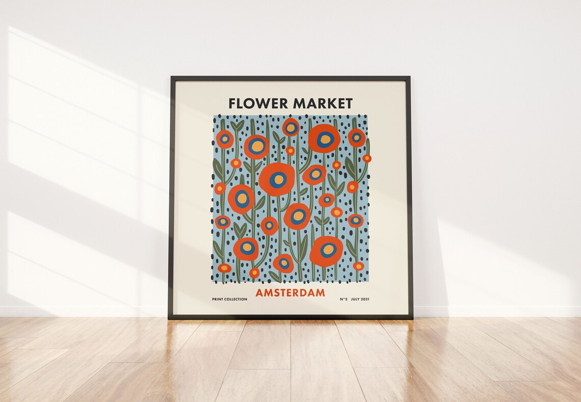 Flower Market Amsterdam Retro Botanical Travel Poster - Image 2