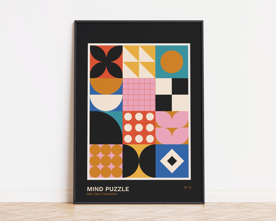 Mind Puzzle Neo Geo Collection No 4 Colorful Tile Abstract Art Poster