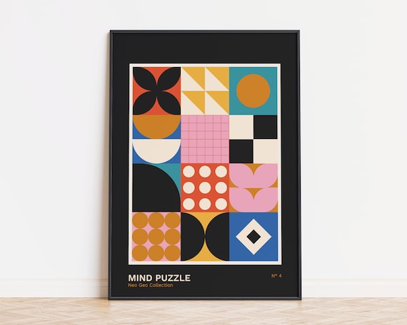 Geometric Colorful Retro Wall Art Bauhaus Inspired Poster Eclectic Quirky Print Maximalist Mid Century Modern Wall Decor