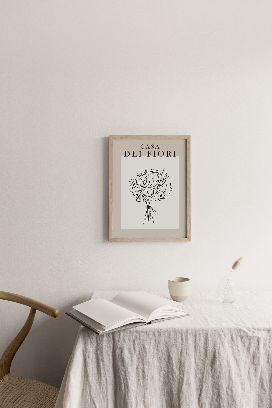 Casa Dei Fiori Flower Bouquet Ink Line Drawing Botanical Wall Print - Image 2