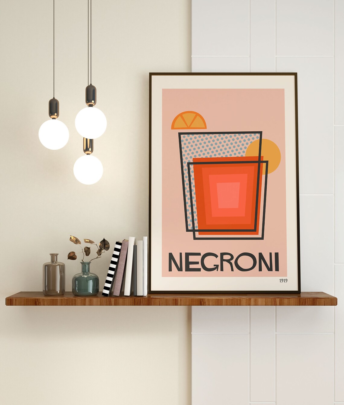 Negroni Cocktail Print, Mid Century Modern Bar Decor - Image 3