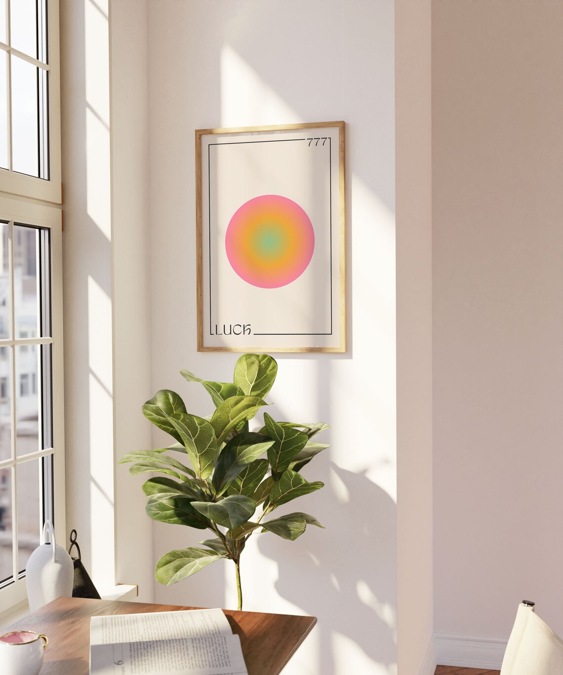 Angel Number 777 Luck Affirmation Aura Circle Pastel Wall Decor Poster - Image 2