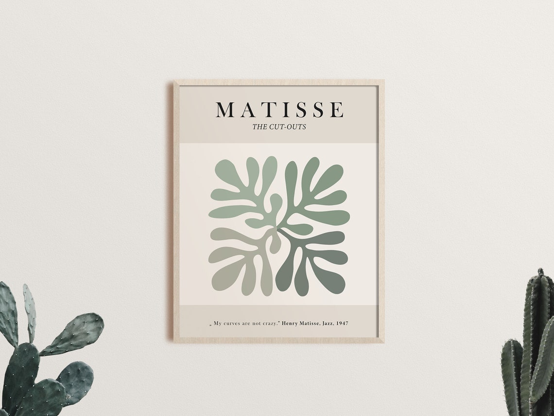 Henri Matisse Cut Outs Poster Sage Green Leaf Jazz 1947 Exhibition Art - Image 3
