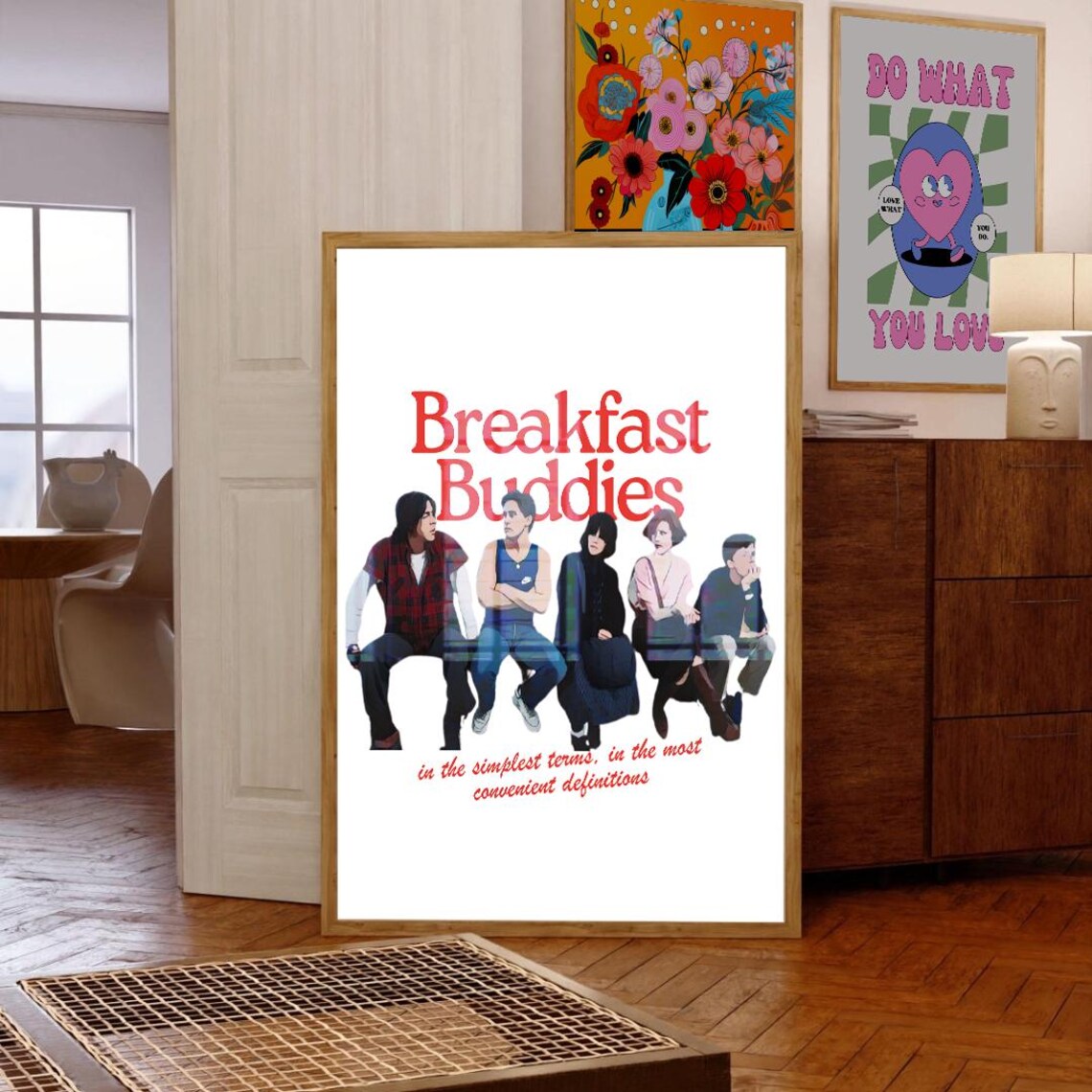 Breakfast Buddies Retro 80s Teen Movie Fan Tribute Art Poster