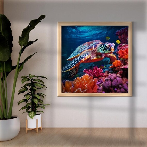 Coral Kingdom Art Mid Century Modern Vintage Retro Luxury Wall Print Instant Home Dcor Living Room Office