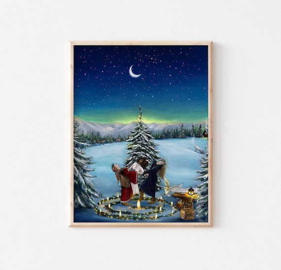 Solstice Night Winter Solstice Art Print, Witchy Decor
