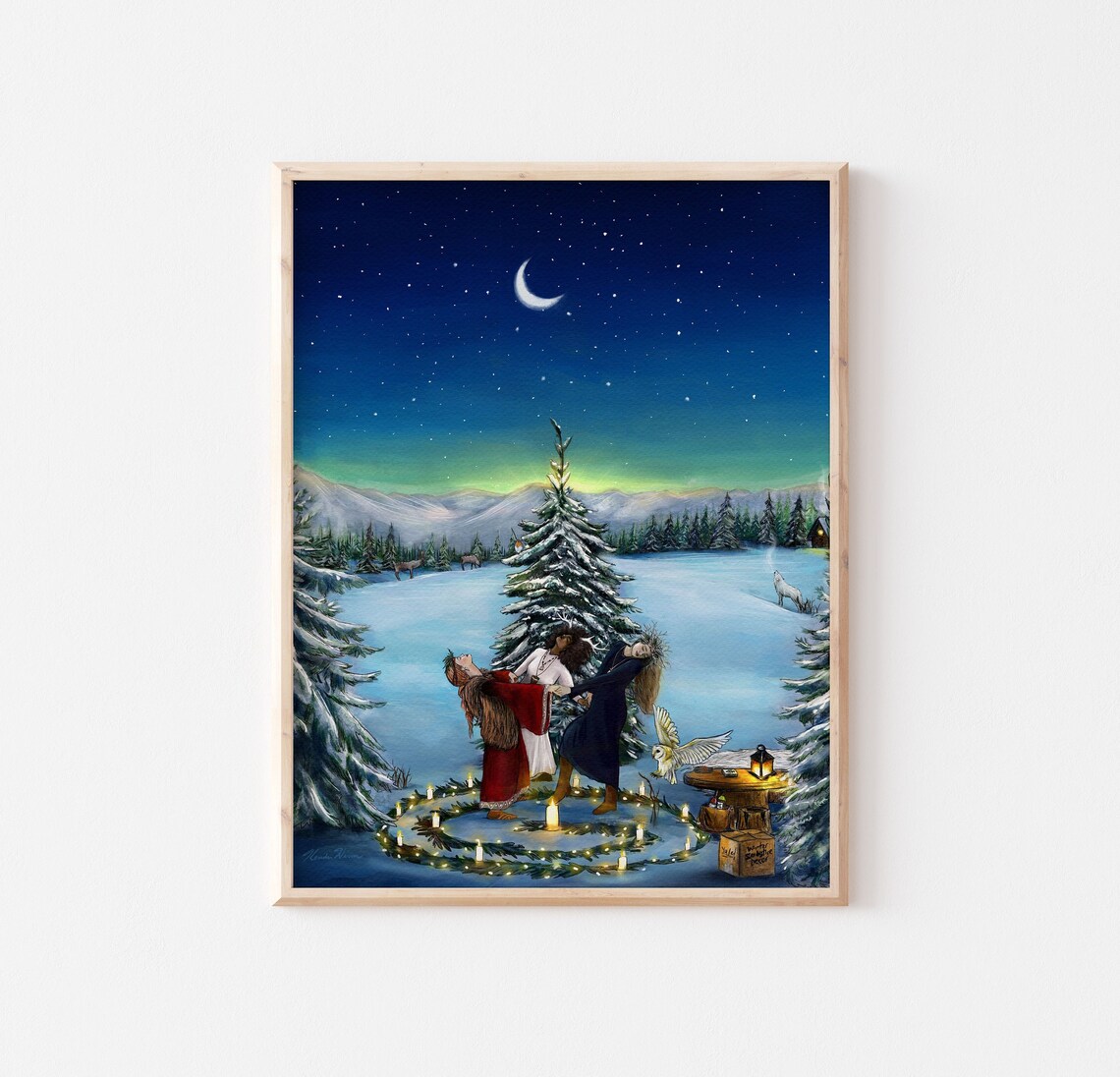 Solstice Night Winter Solstice Art Print, Witchy Decor