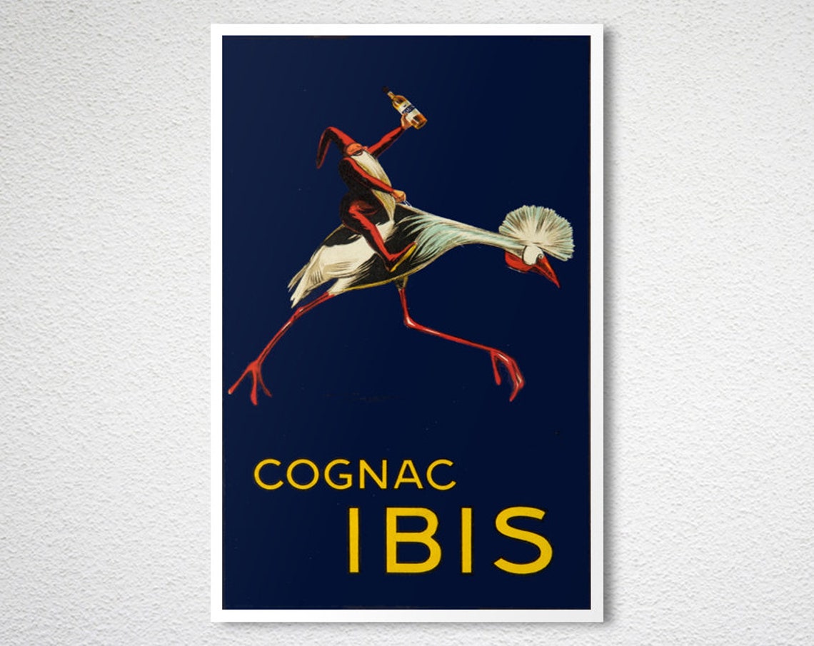 Cognac Ibis Red Imp Riding Stork Drinking Bottle Night Poster - Image 2