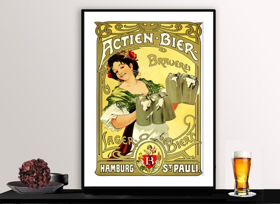 Actien Beer Lager Biere Vintage Fooddrink Poster Beer Lovers Affiche Boisson Beverages Art