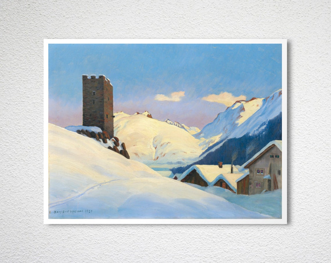 Hans Beat Wieland Hospental Winter Tower Alps Landscape Poster - Image 2