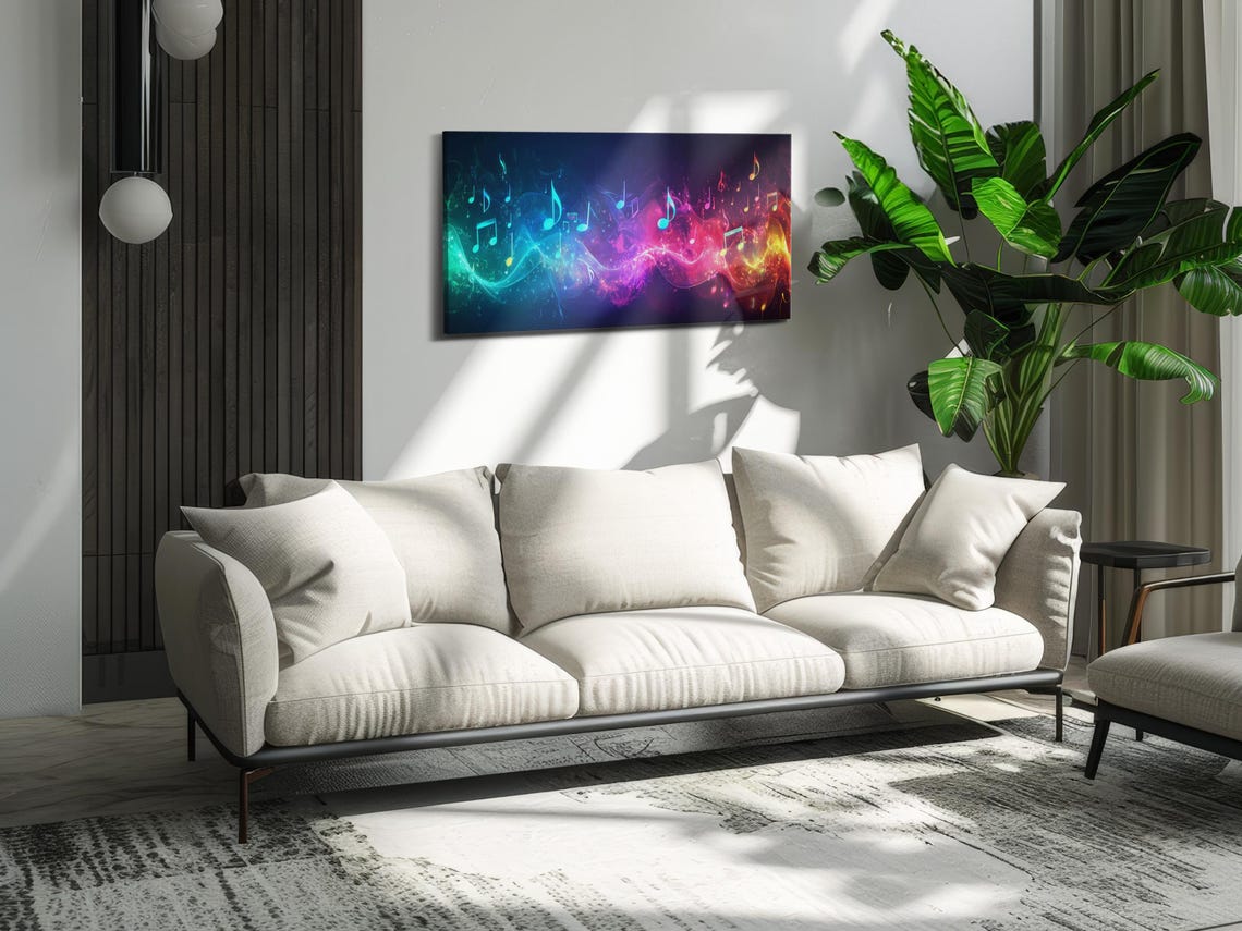 Musical Notes In Spectrum Art Print - Image 2