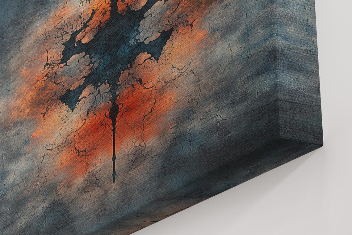 Fiery Cracked Ember Abstract Symmetrical Dark Texture Art Poster - Image 5