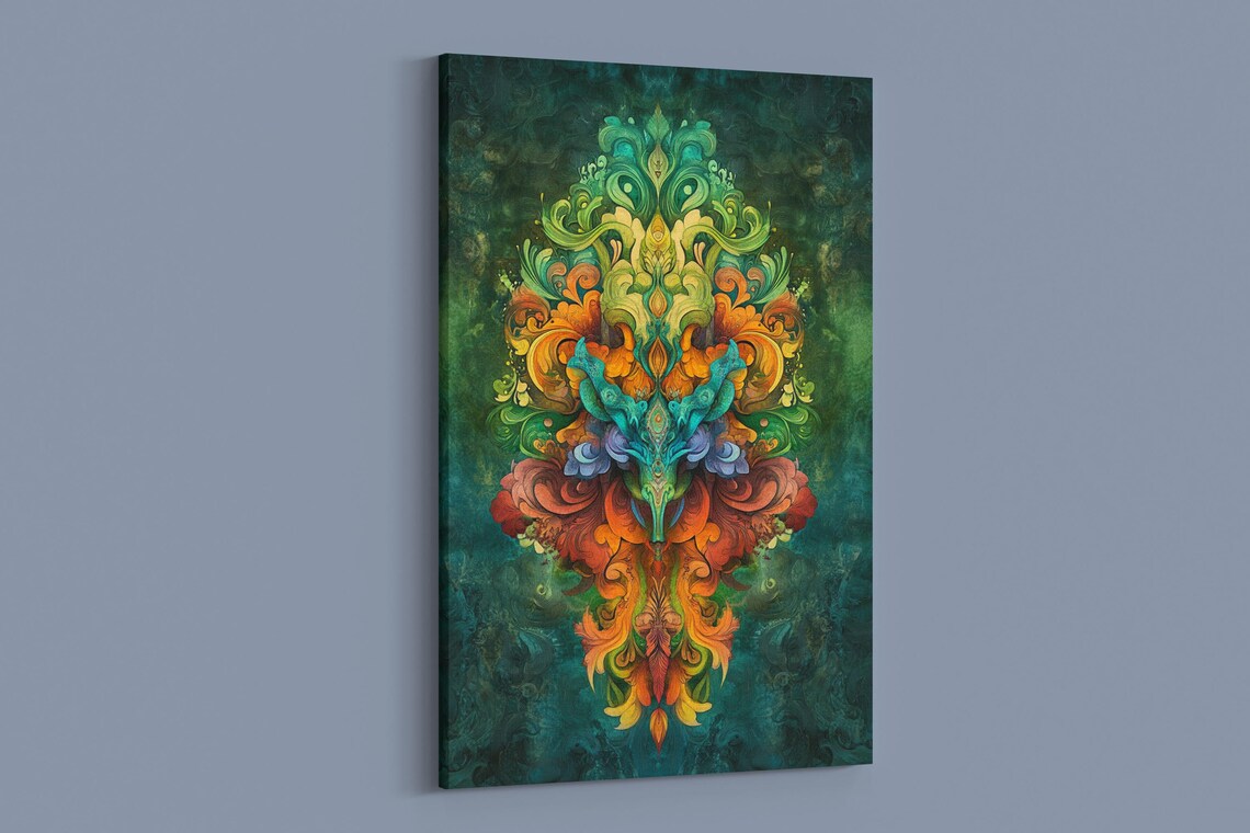 Ornate Green Ink Fusion, Abstract Art Print