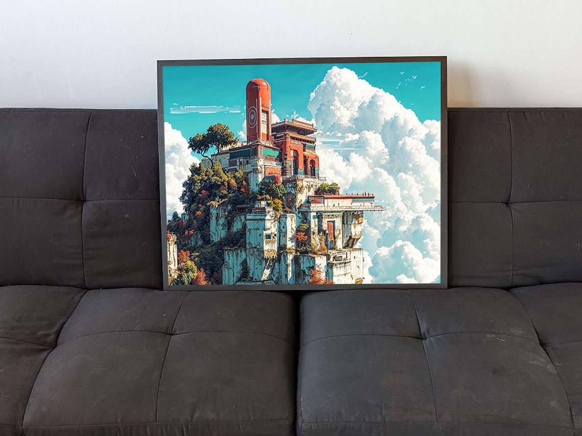 Abandoned Hospital On Mountain Surreal Fantasy Architecture Art Poster - Image 4