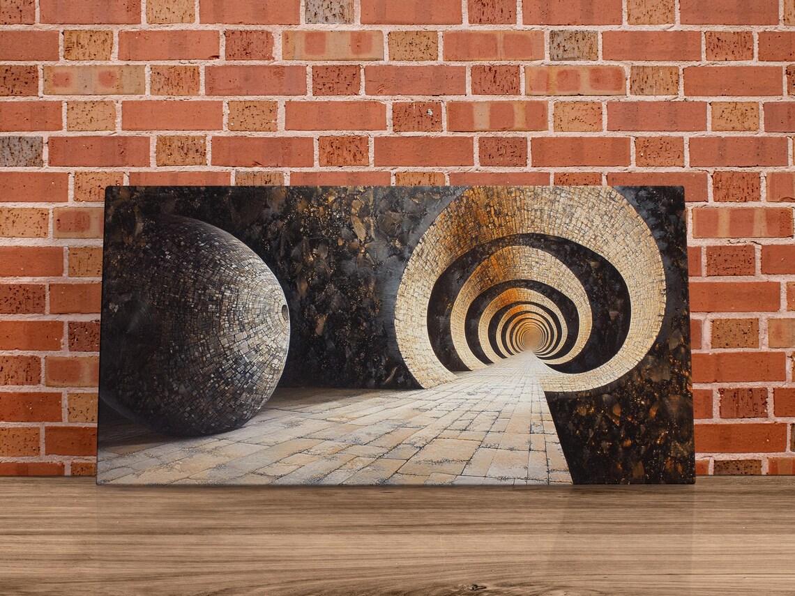 Golden Spiral Path, Abstract Modern Art Print