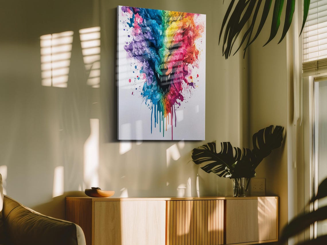 Rainbow Wolf - Vibrant Animal Art Print - Image 4